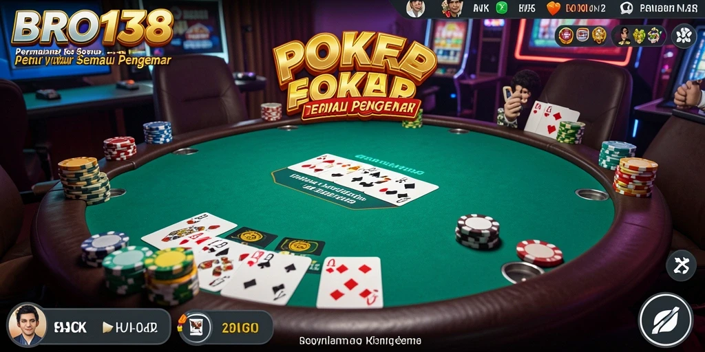 Screenshot utama BRO138 menampilkan aksi mendebarkan permainan Poker.