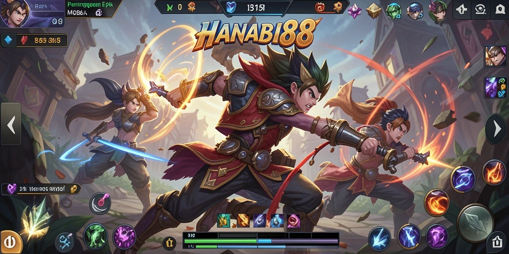 Tampilan gameplay seru dari HANABI88 dengan karakter yang dinamis.