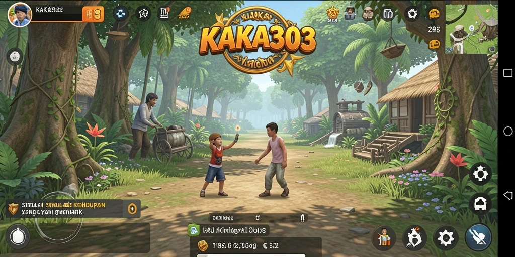 Tampilan gameplay KAKA303 dengan karakter dan aktivitas yang menyenangkan.