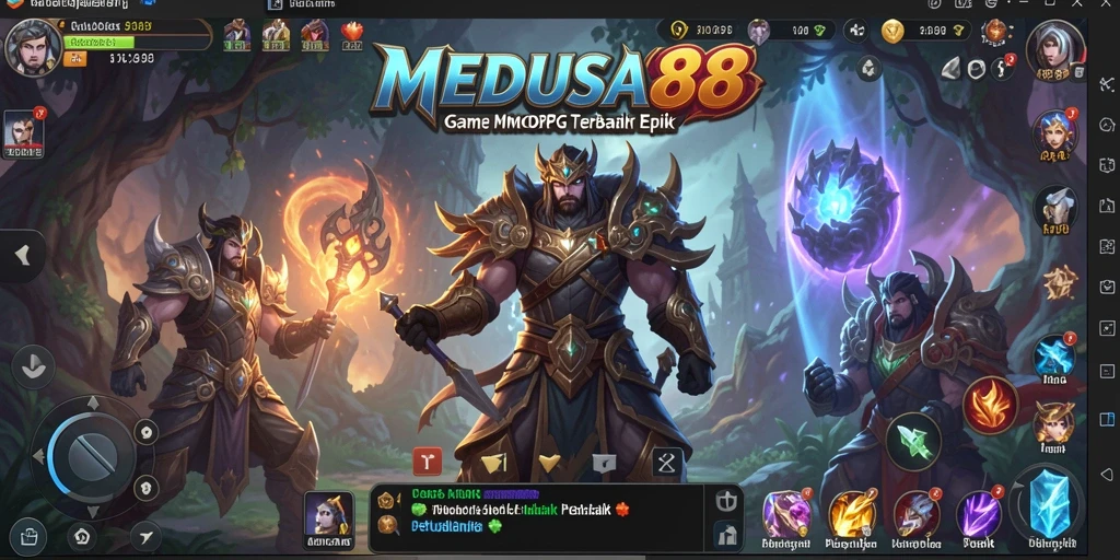 Tampilan gameplay MEDUSA88 dengan pertarungan epik antar pemain.