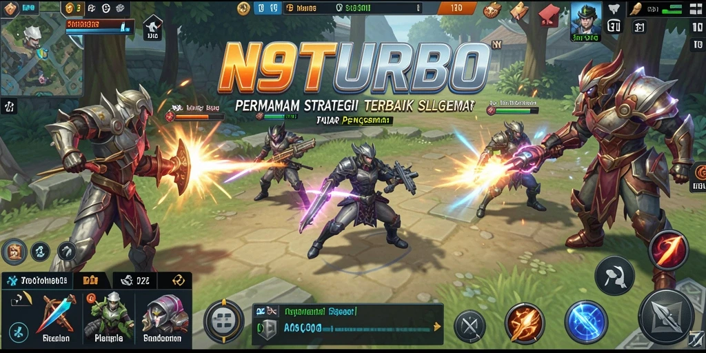 Tampilan menarik dari gameplay N9TURBO yang menyuguhkan pertempuran strategi.
