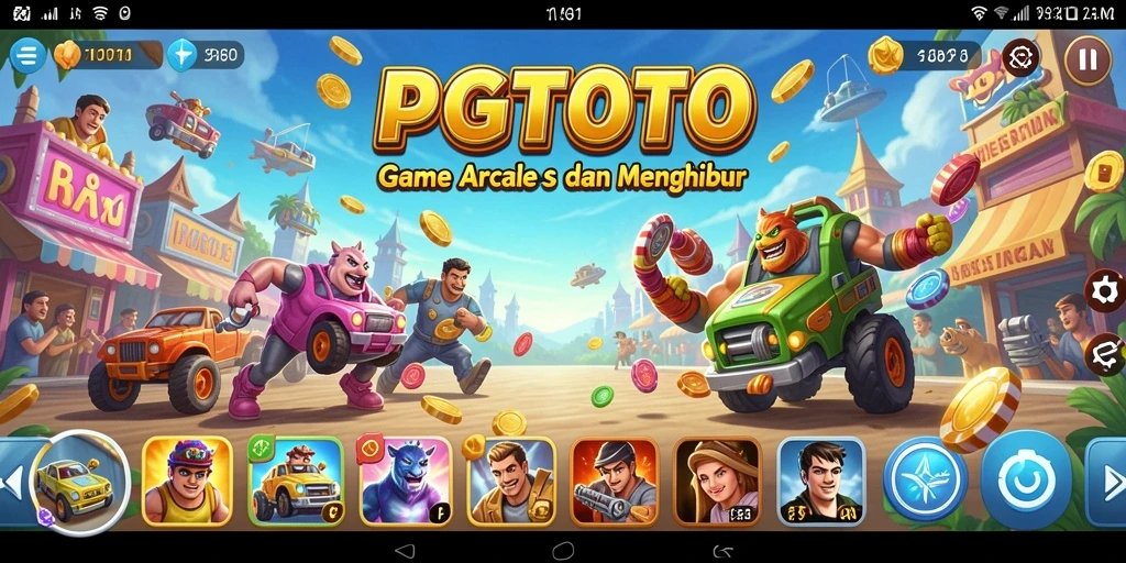Tampilan screenshot utama PGTOTO yang menunjukkan aksi seru game Arcade.