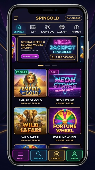 Screenshot aplikasi spingold yang menunjukkan pilihan aplikasi yang luas.